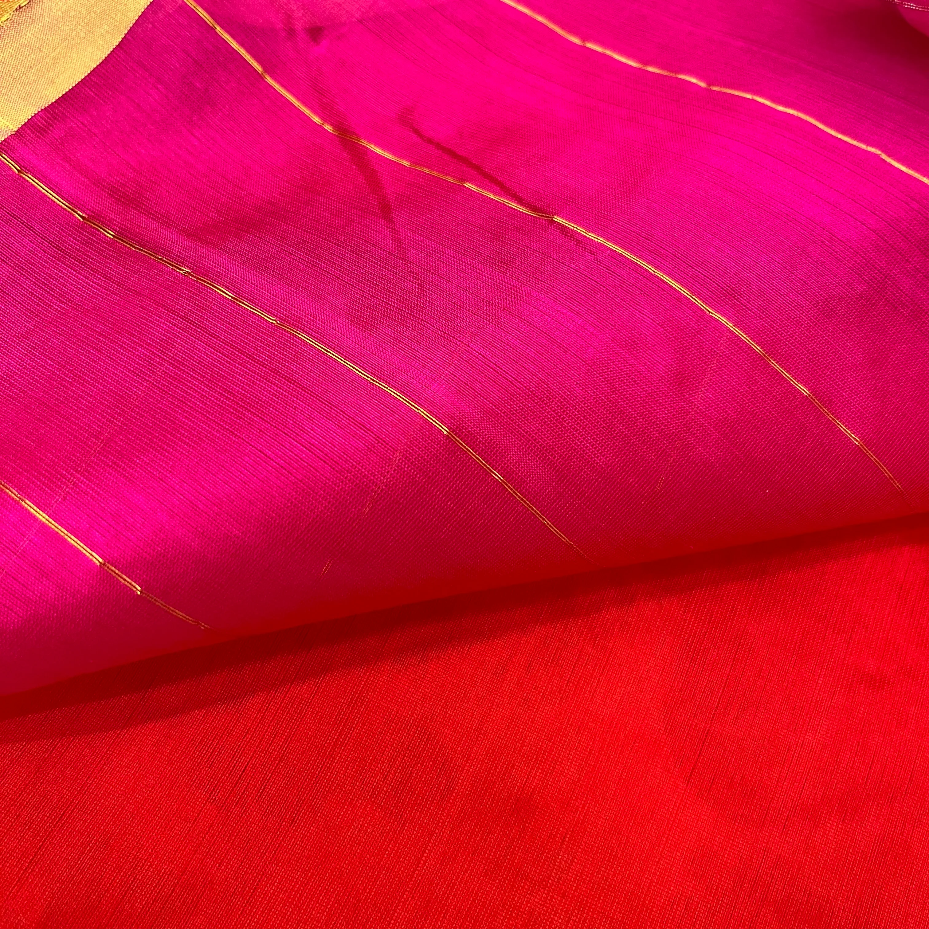 Chili Red and pink Chanderi silk saree with tassels on pallu - Image 16