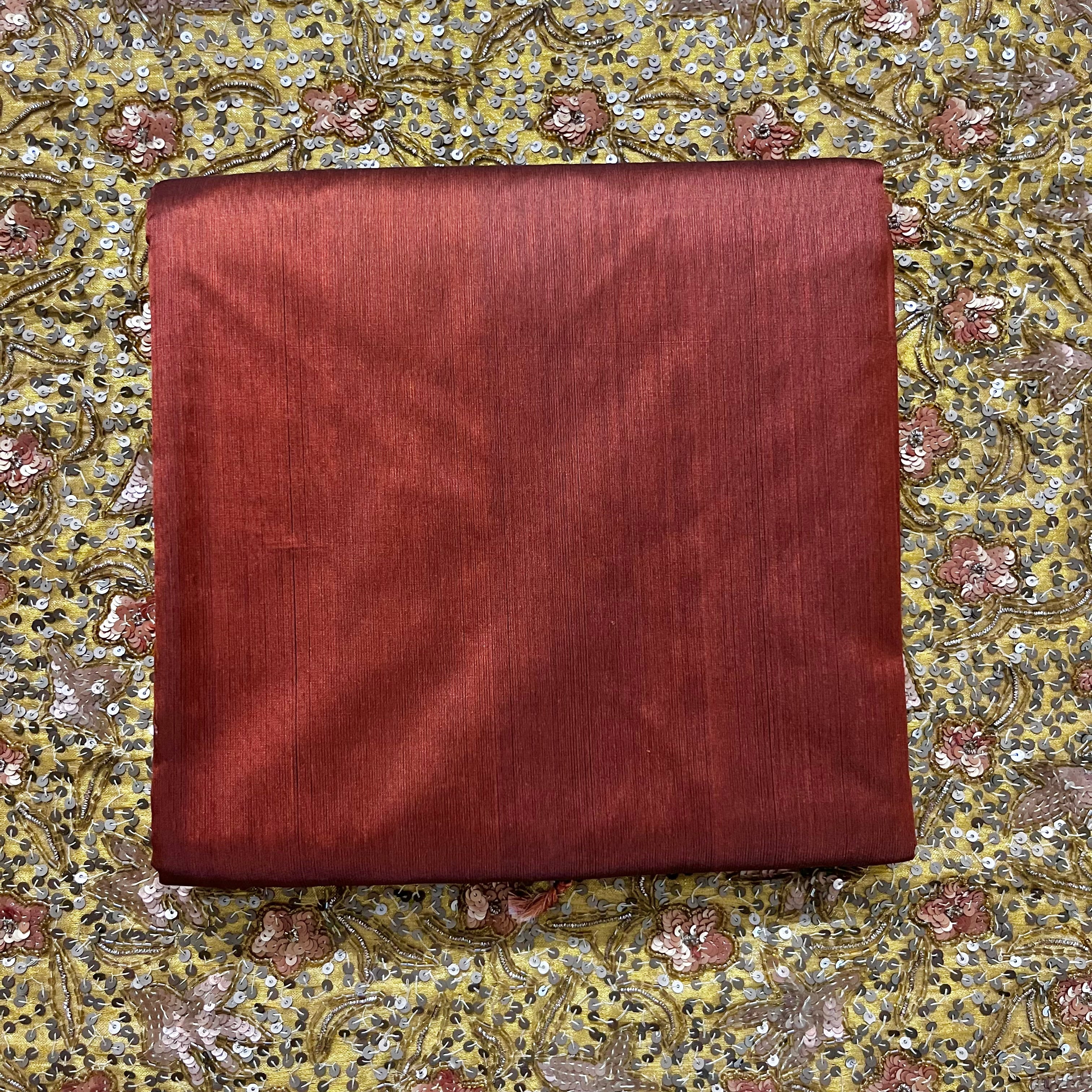 Cinnamon brown chanderi silk saree with silk border - Image 12