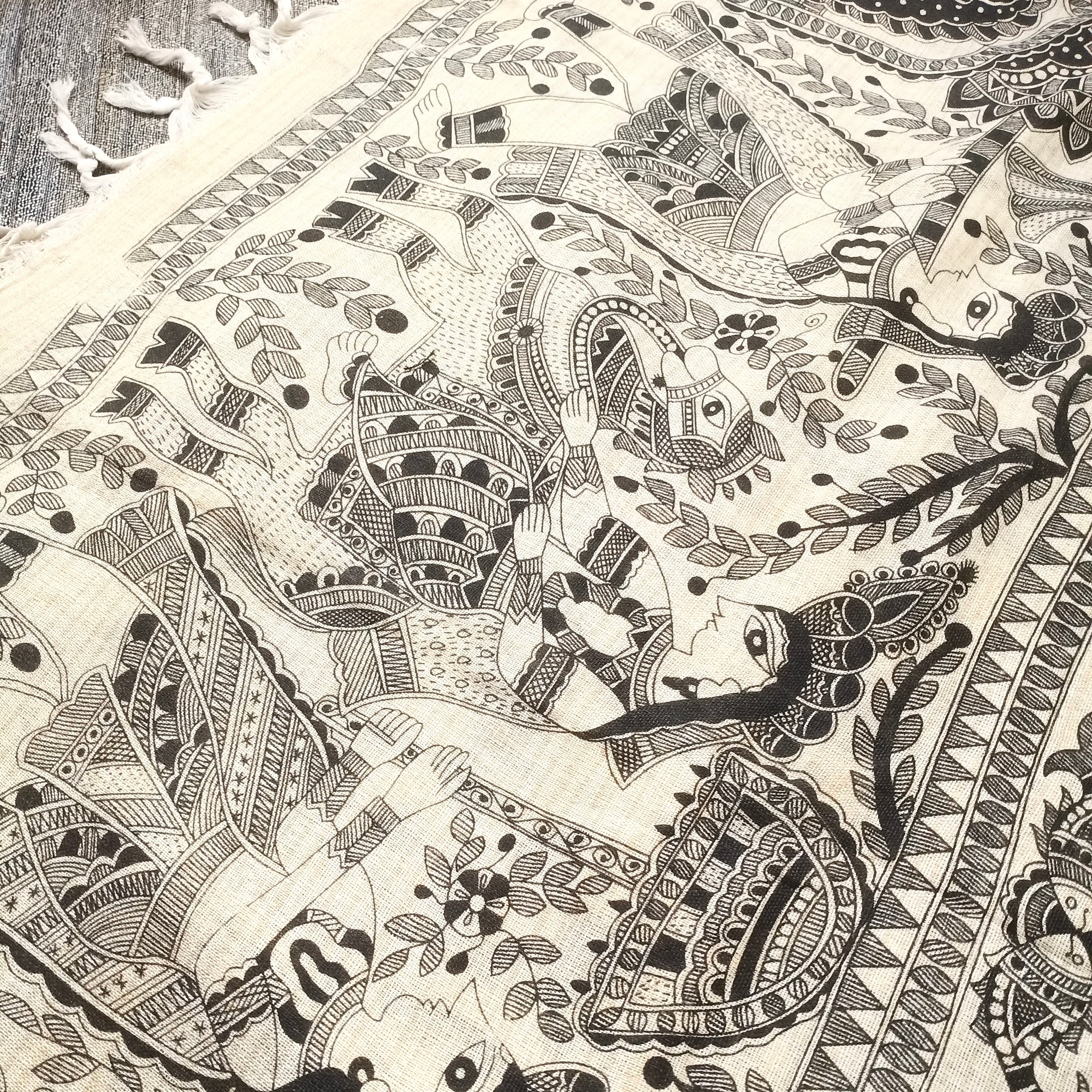 Cream and black Bhagalpuri print suit - Image 3