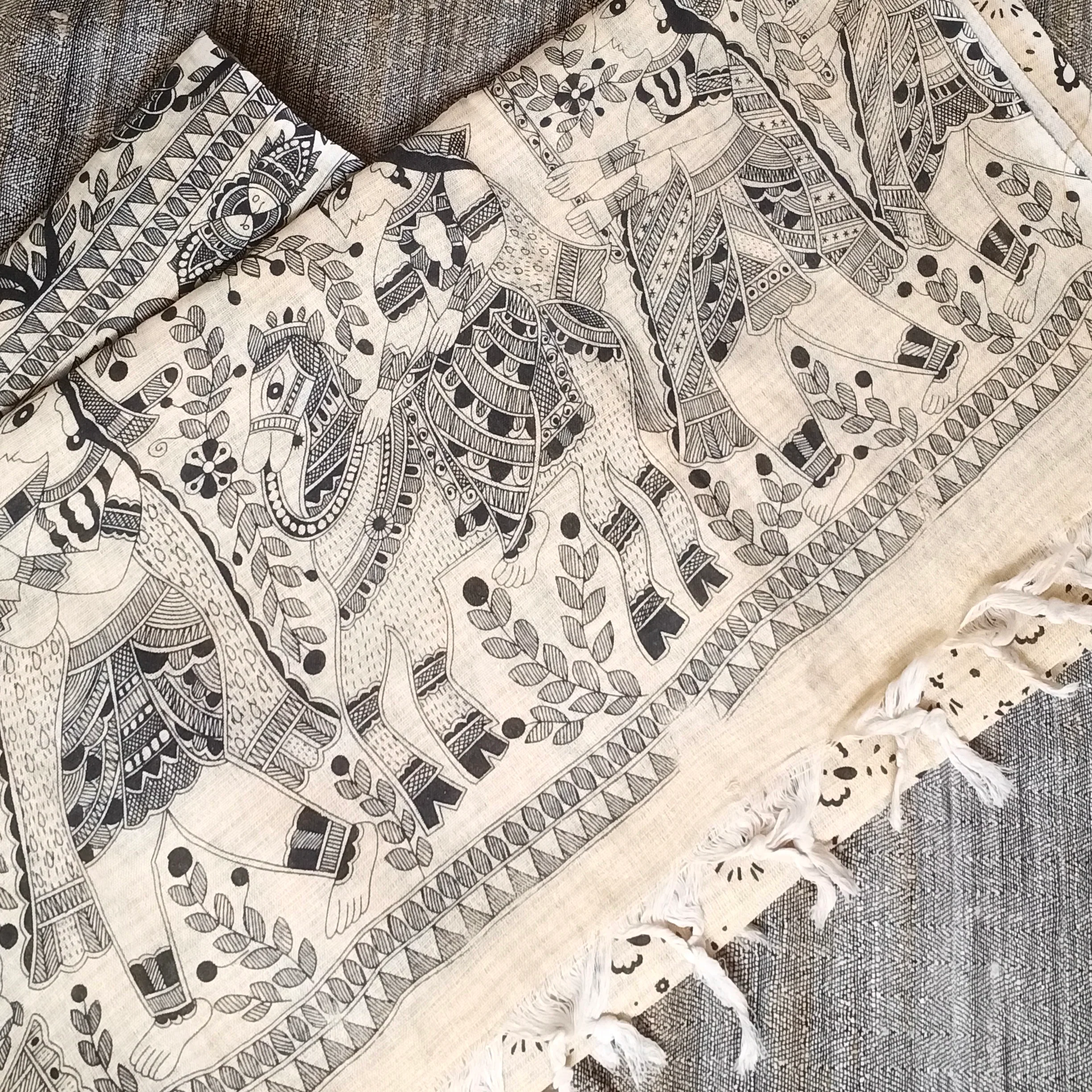 Cream and black Bhagalpuri print suit - Image 5