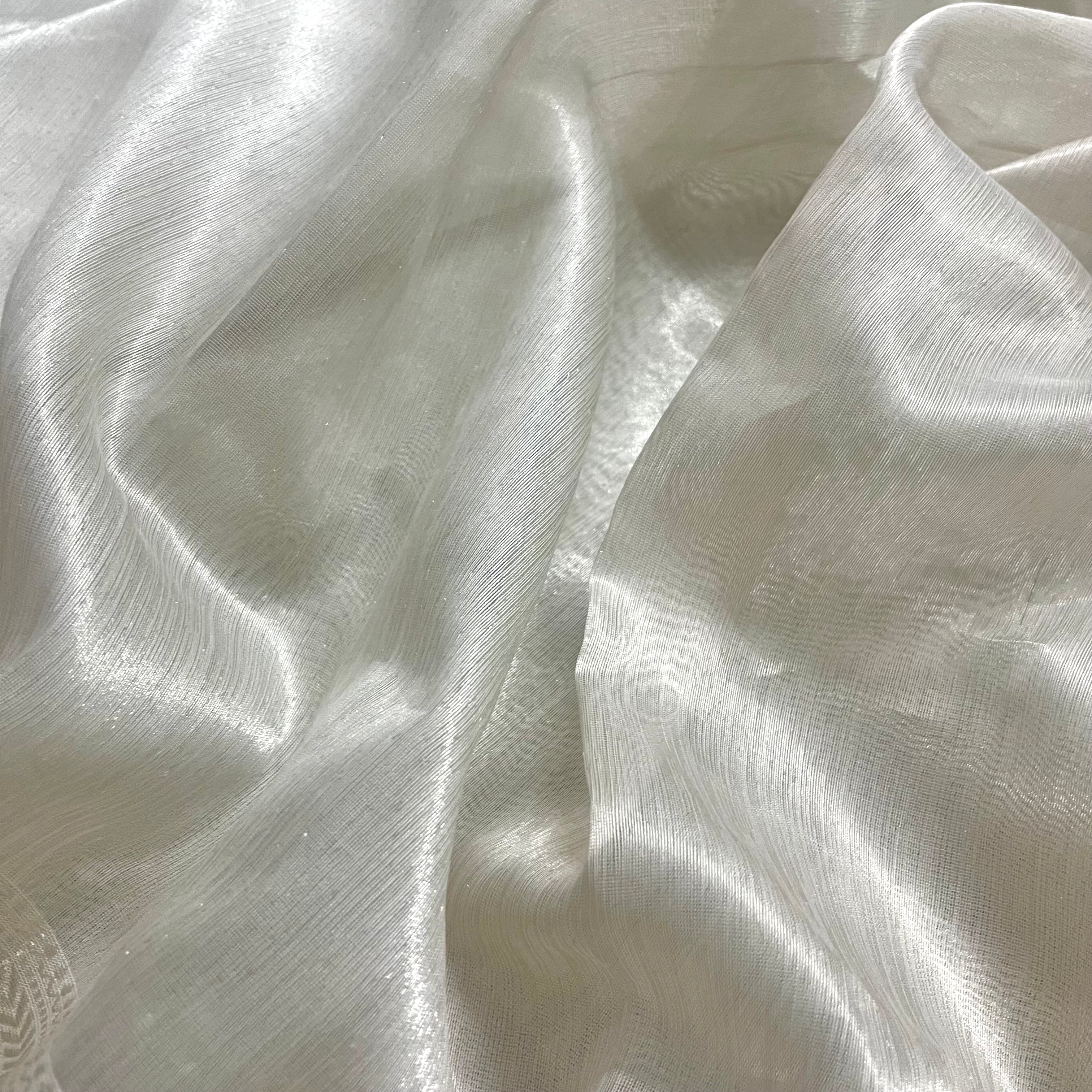 Dove white Maheshwari tissue silk saree - Image 6