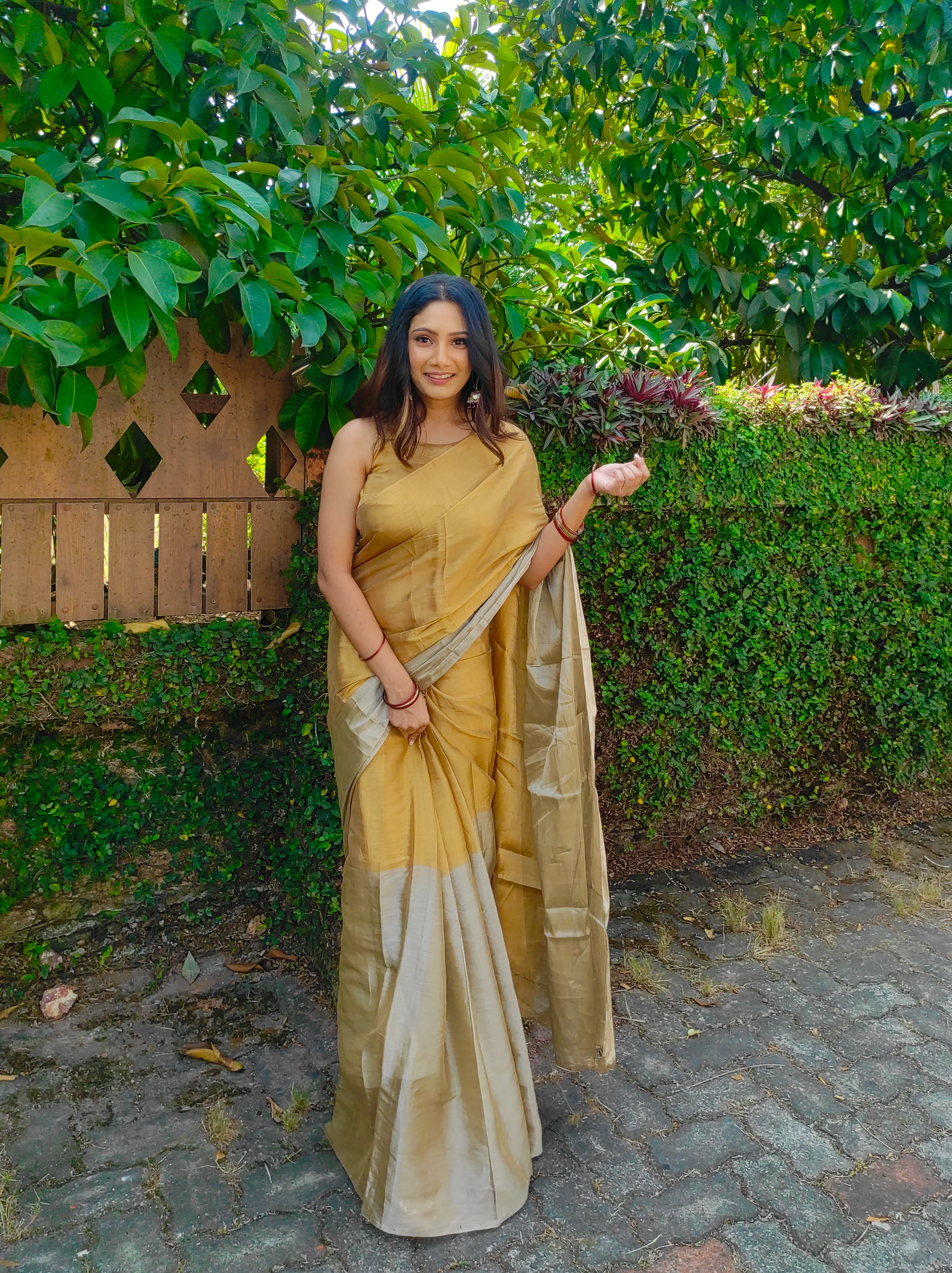 Gold and silver chanderi tissue silk saree - Image 13