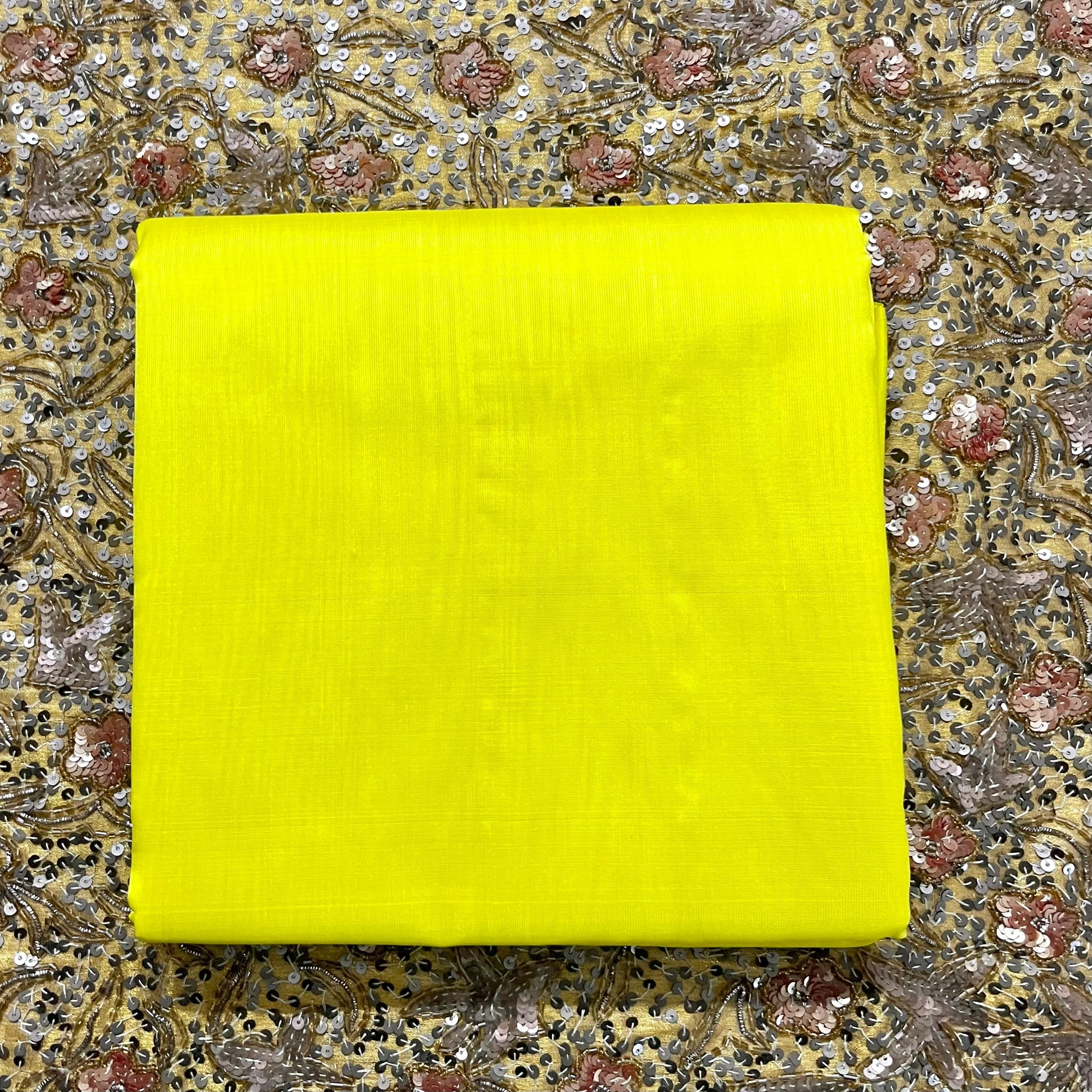 Lemon yellow Chanderi silk saree with silk border - Image 11