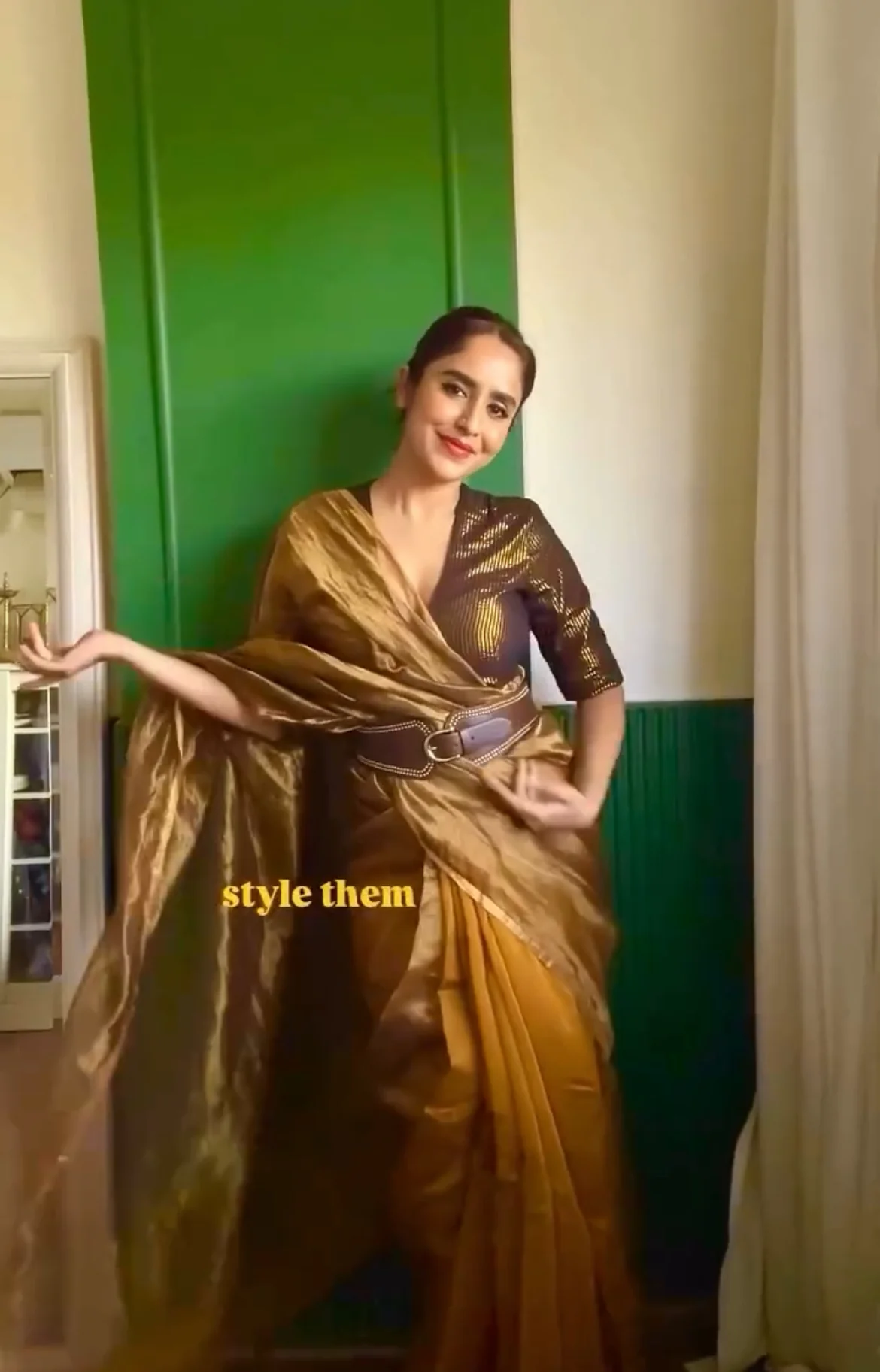 Mustard and gold maheshwari saree with zari border - Image 20