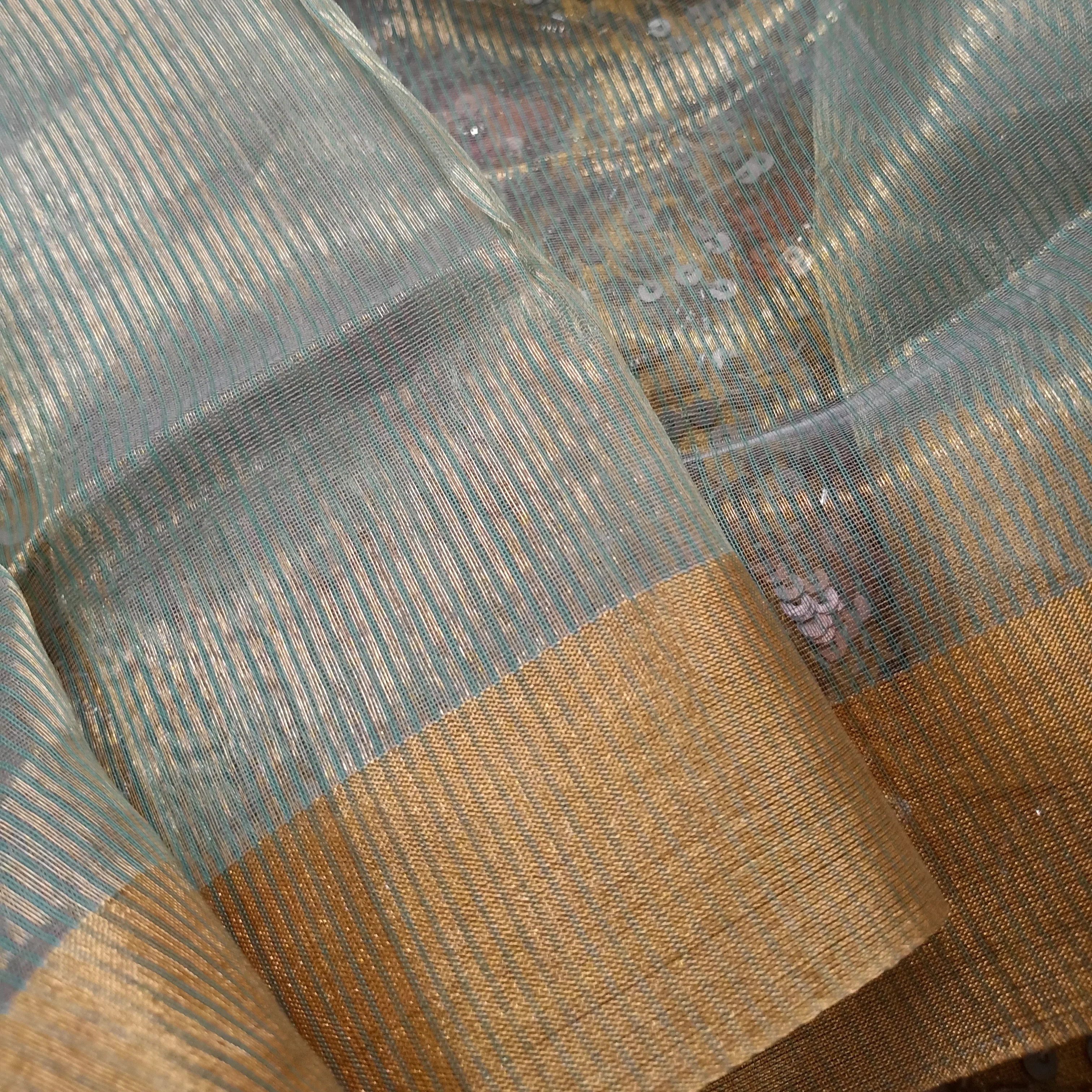 Olive maheshwari dupatta with zari lines all over - Image 3