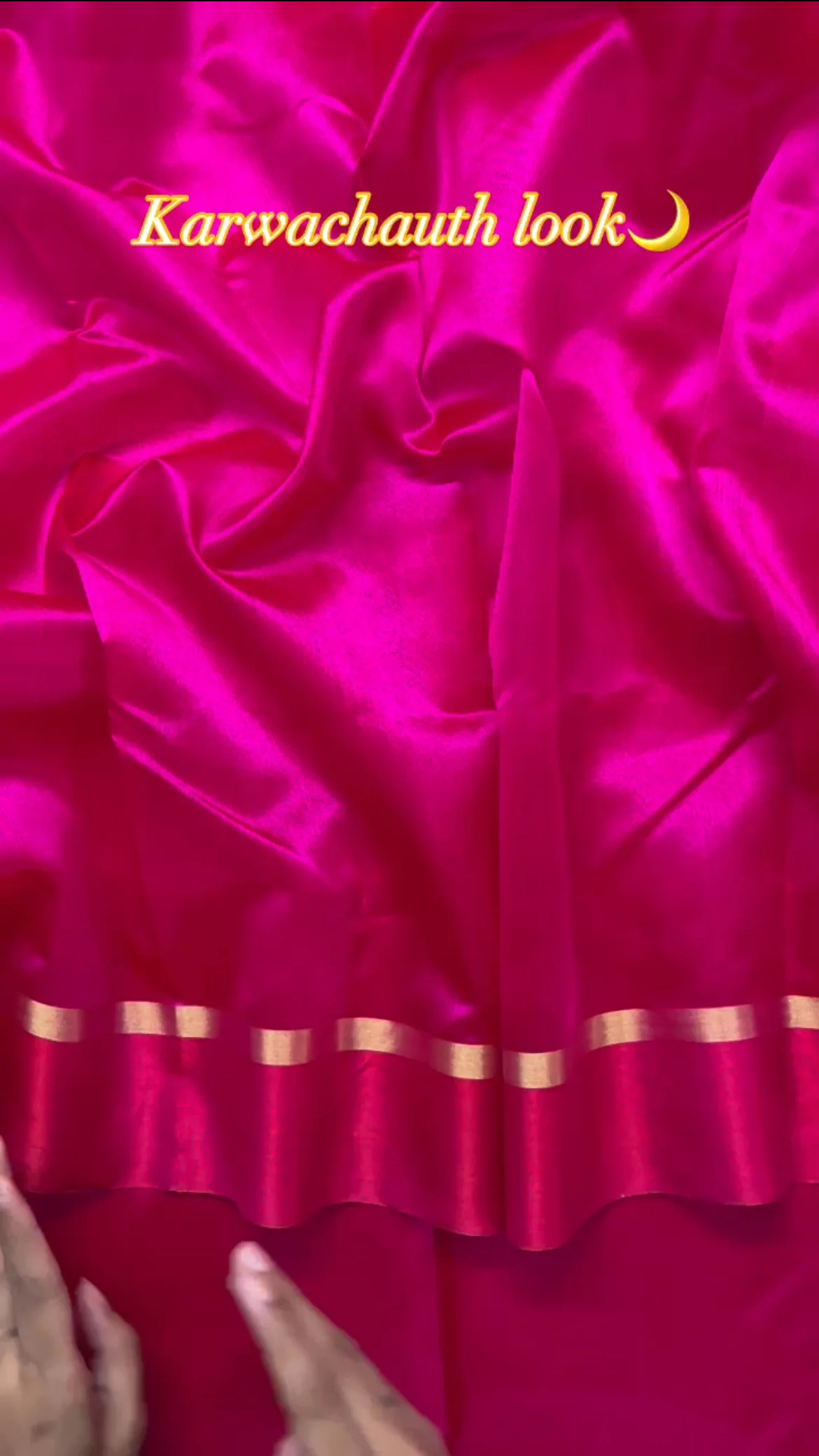 Pink and red Chanderi silk saree with silk border - Image 5