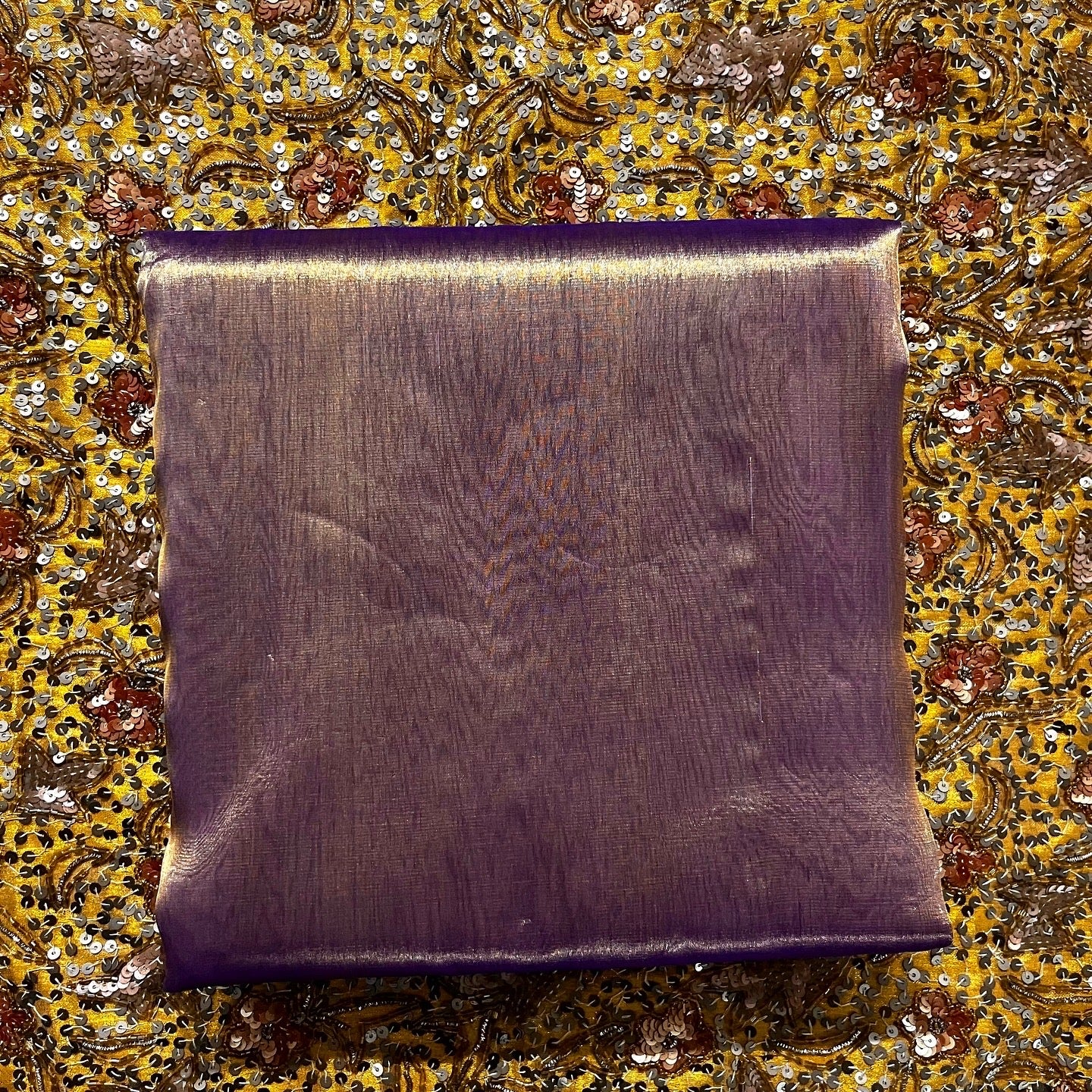 Purple & Gold Chanderi Tissue Silk Saree - Image 13