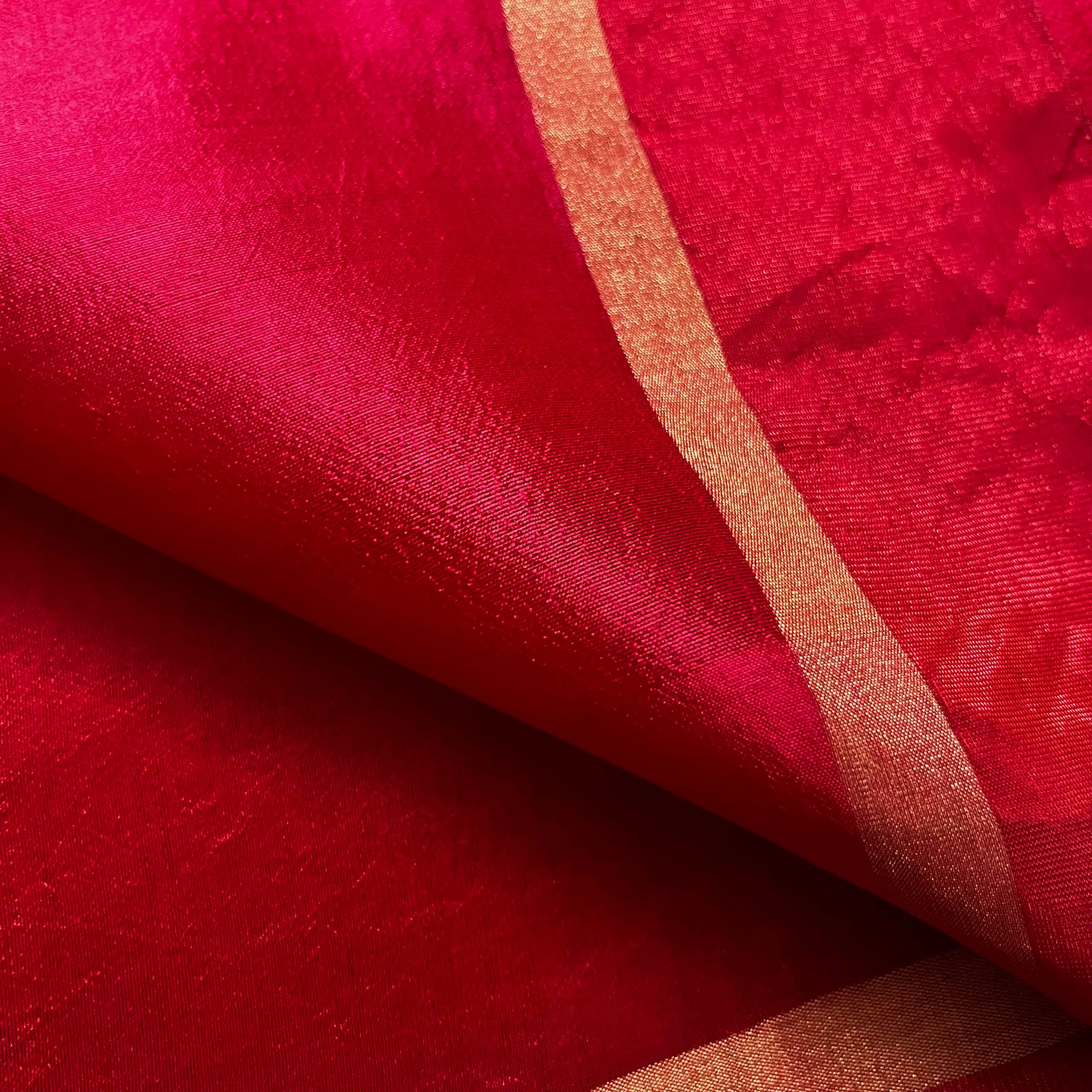 Red Chanderi Silk Saree with Tissue Border - Image 15