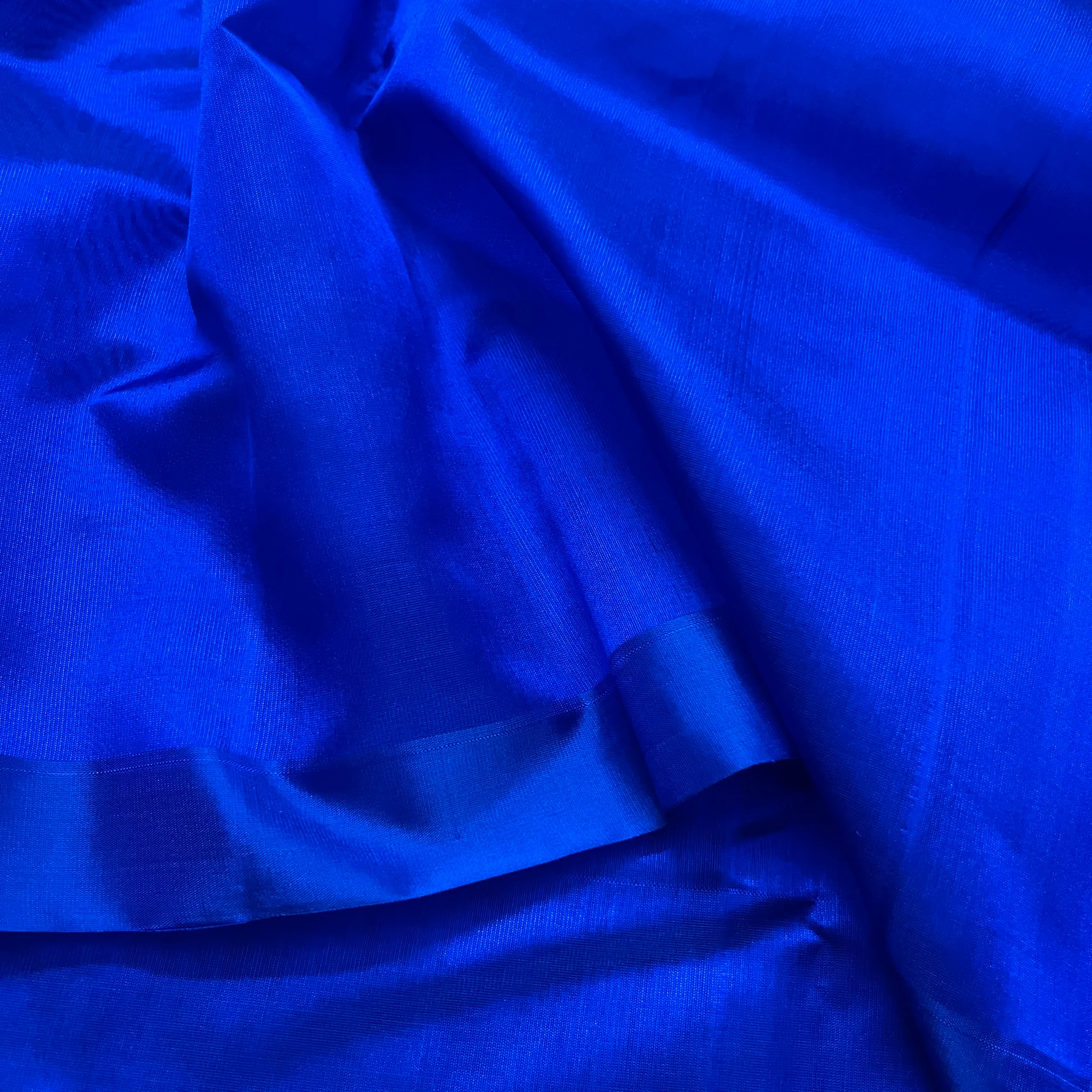 Electric blue Chanderi silk saree with silk border - Image 11