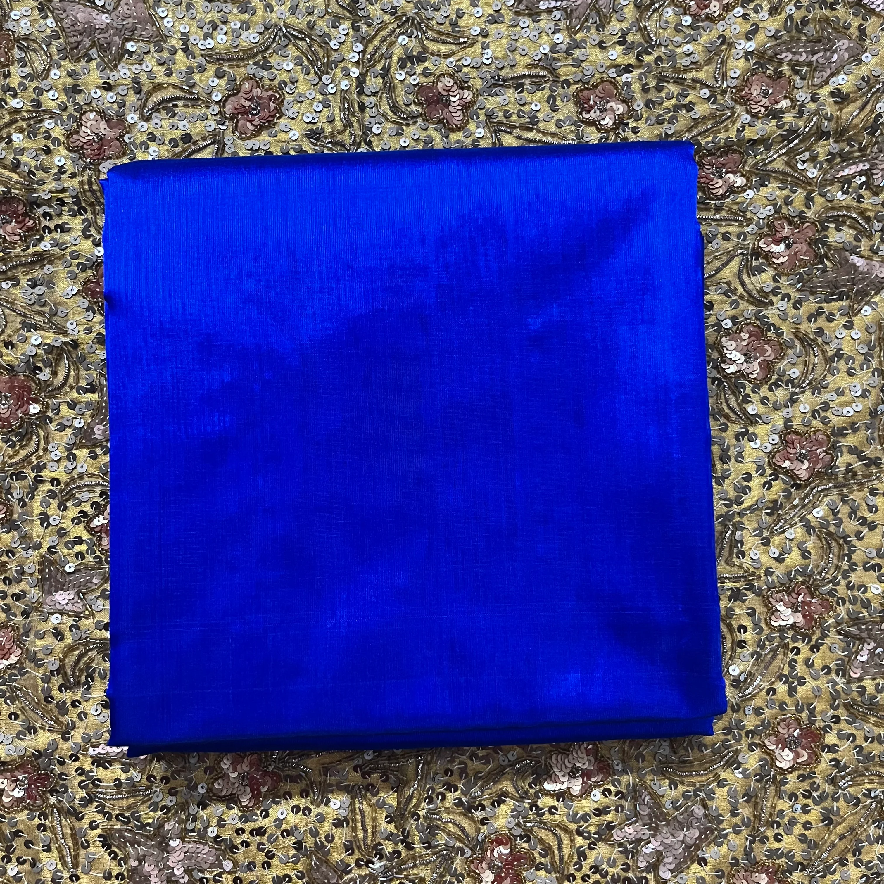 Electric blue Chanderi silk saree with silk border - Image 13