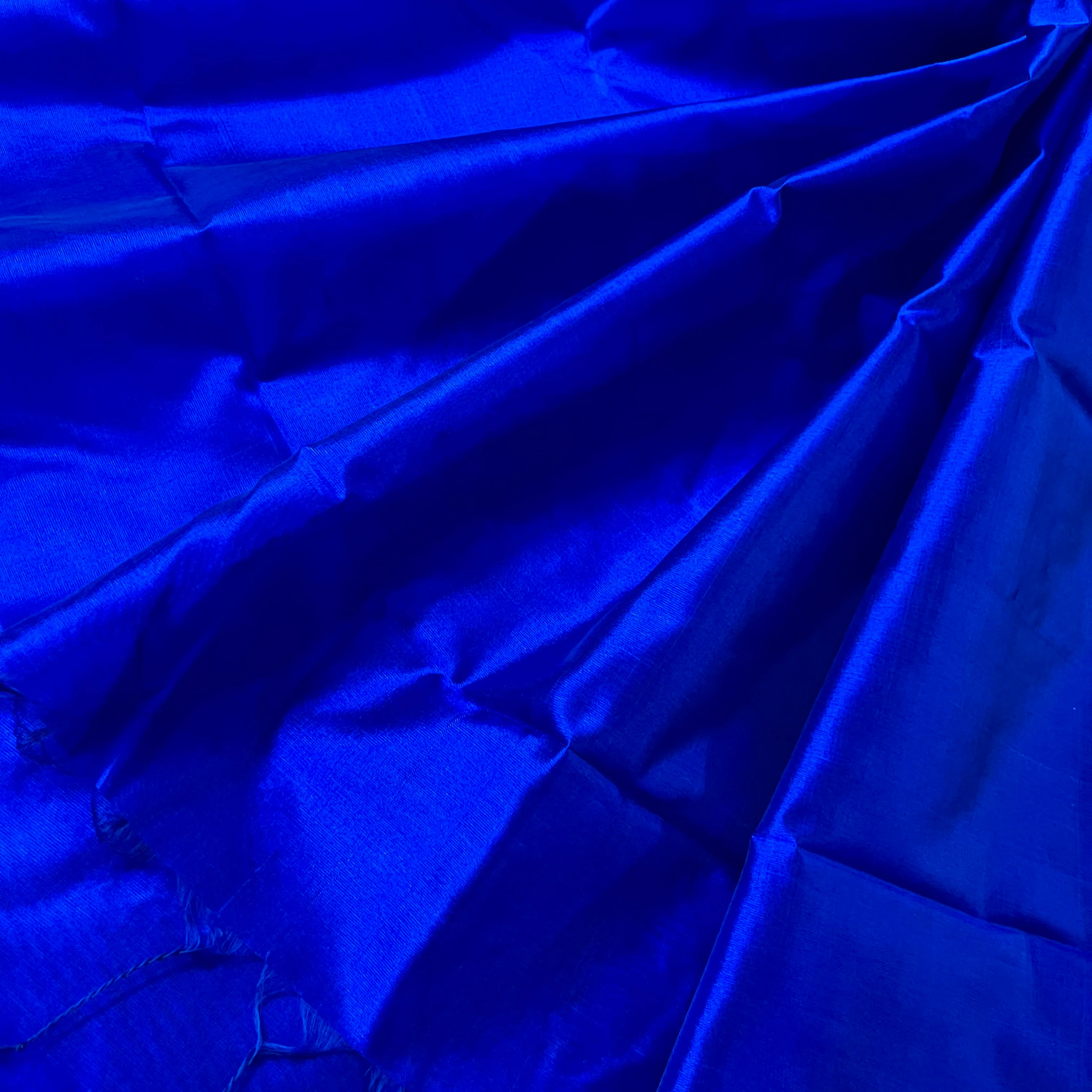 Electric blue Chanderi silk saree with silk border - Image 3