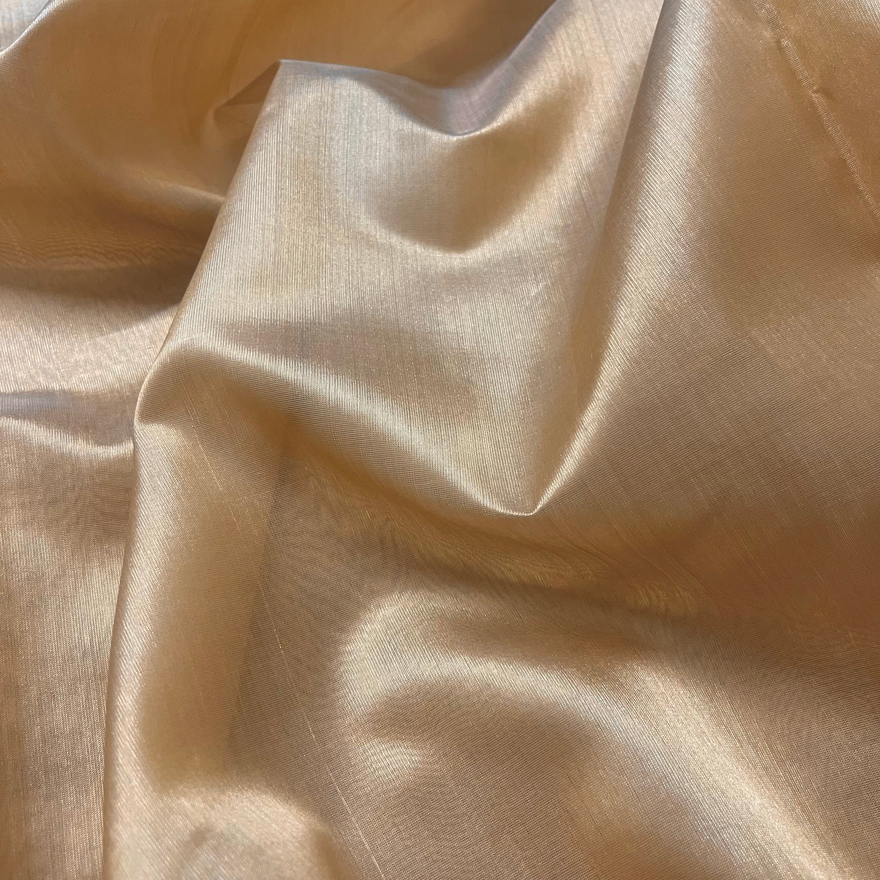 Tuscan beige Chanderi silk saree with silk border - Image 5