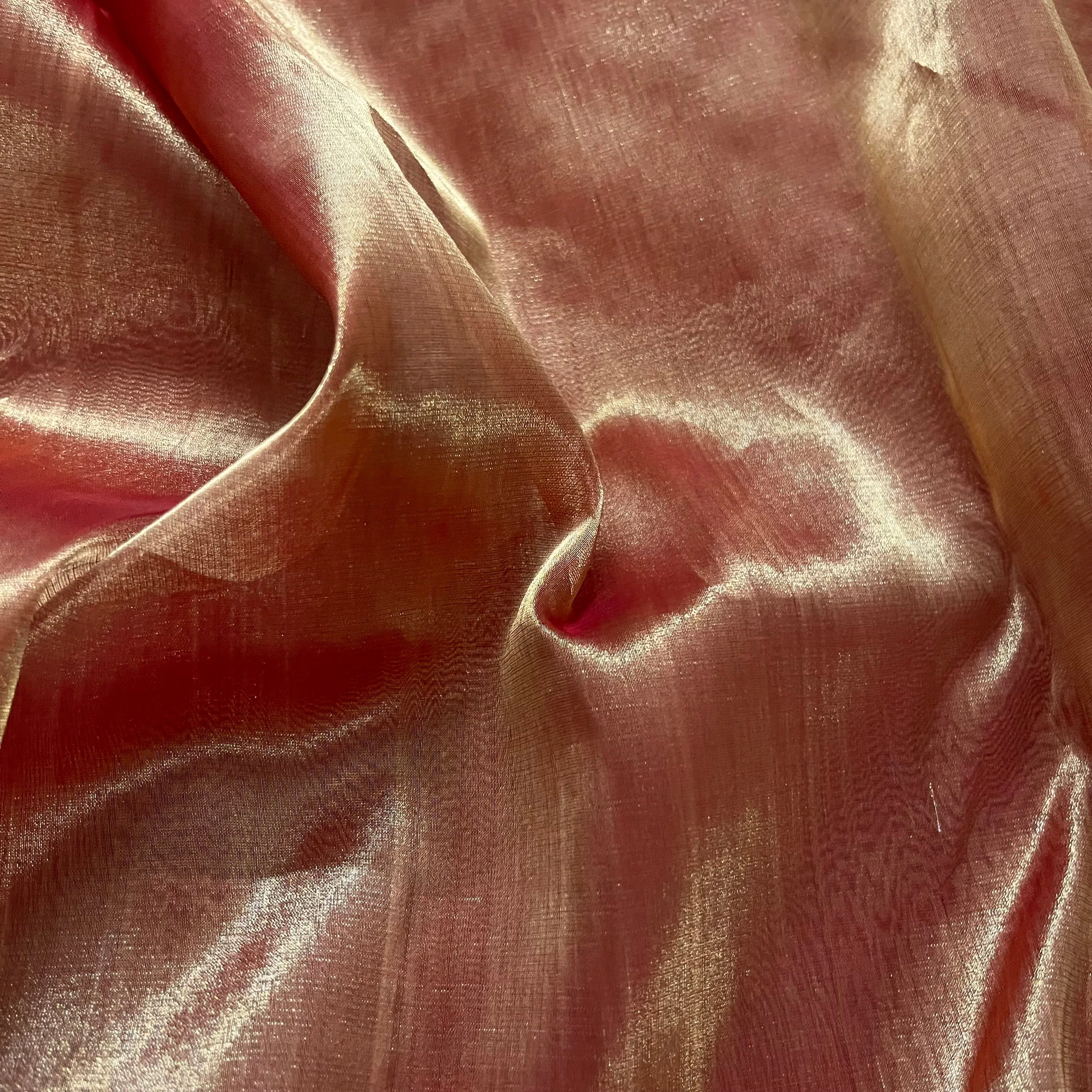 Deep red and gold Chanderi tissue silk saree - Image 13