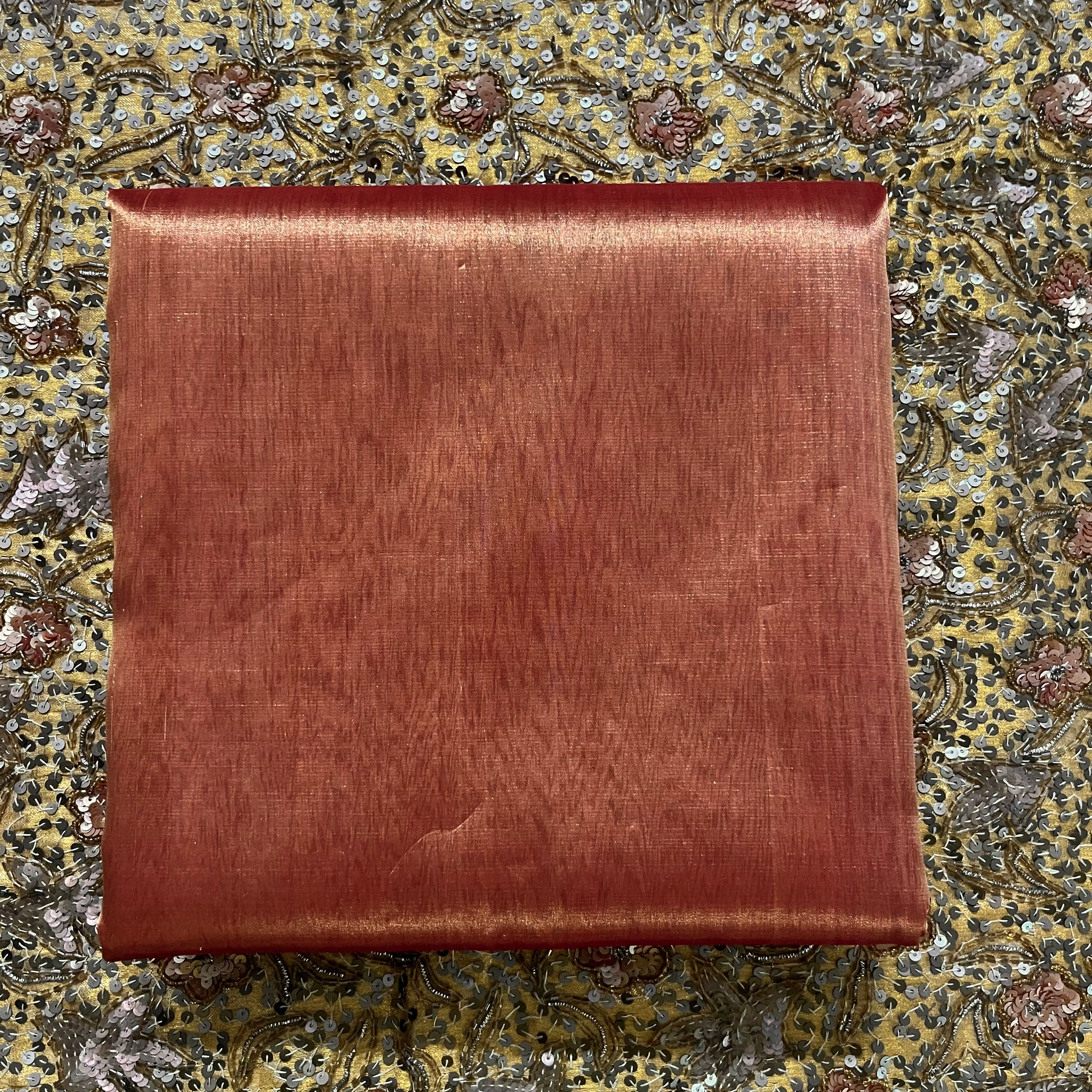Deep red and gold Chanderi tissue silk saree - Image 15
