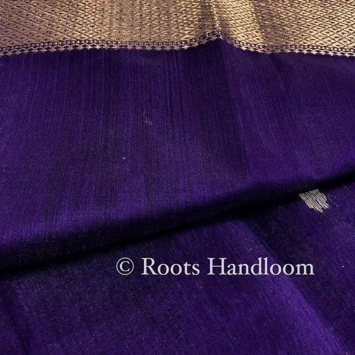 Dark Purple Maheshwari Saree with Flower Bootis all over it - Image 8