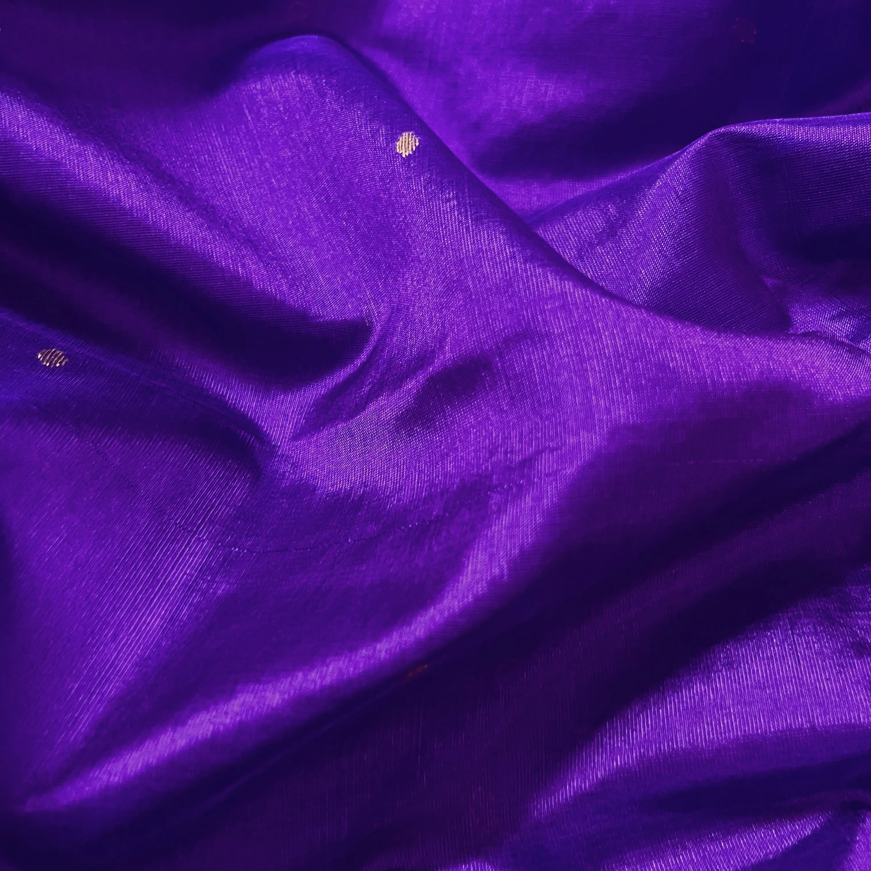 Violet chanderi silk saree with zari bootis all over - Image 7