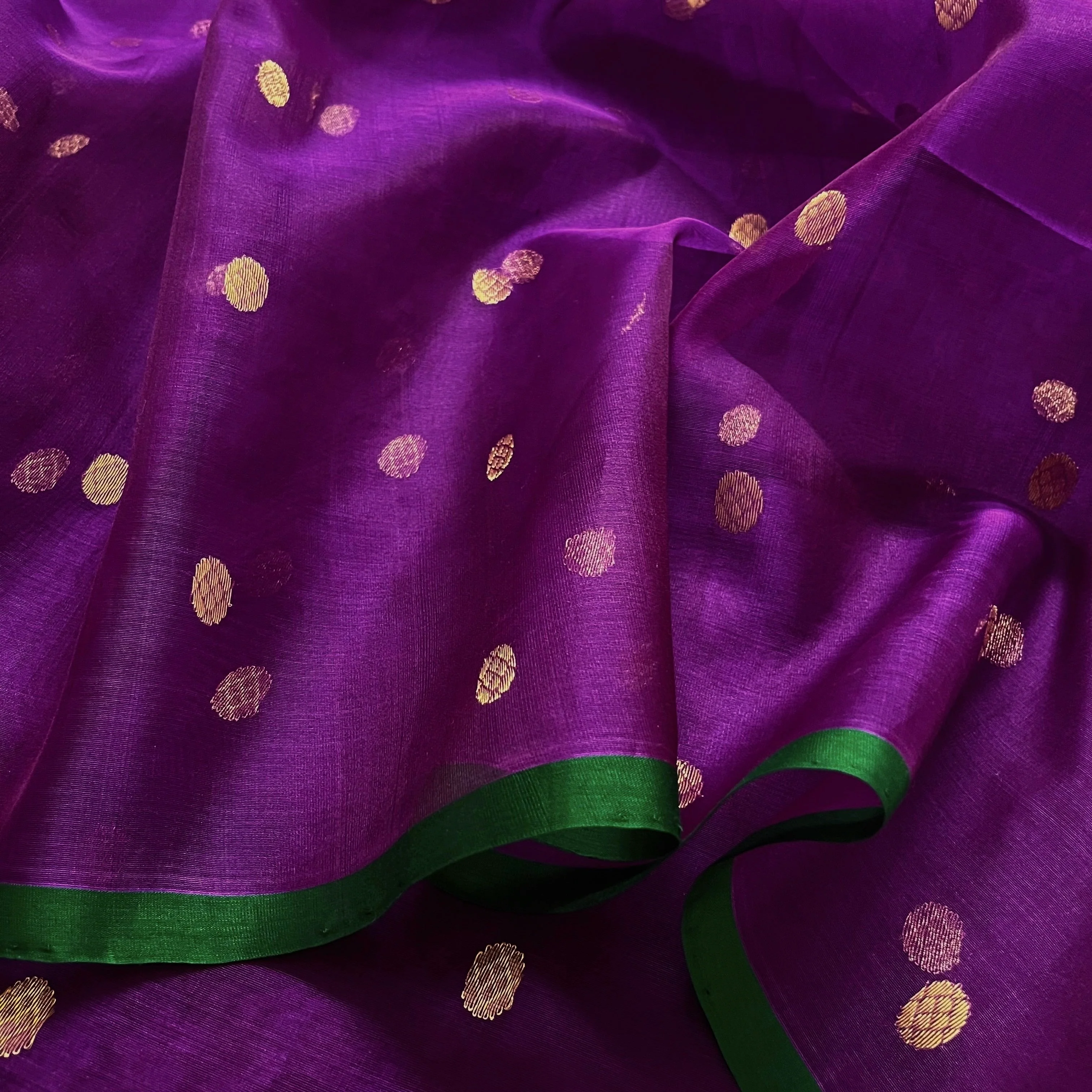 Violet dual tone chanderi silk saree with zari bootis all over - Image 15