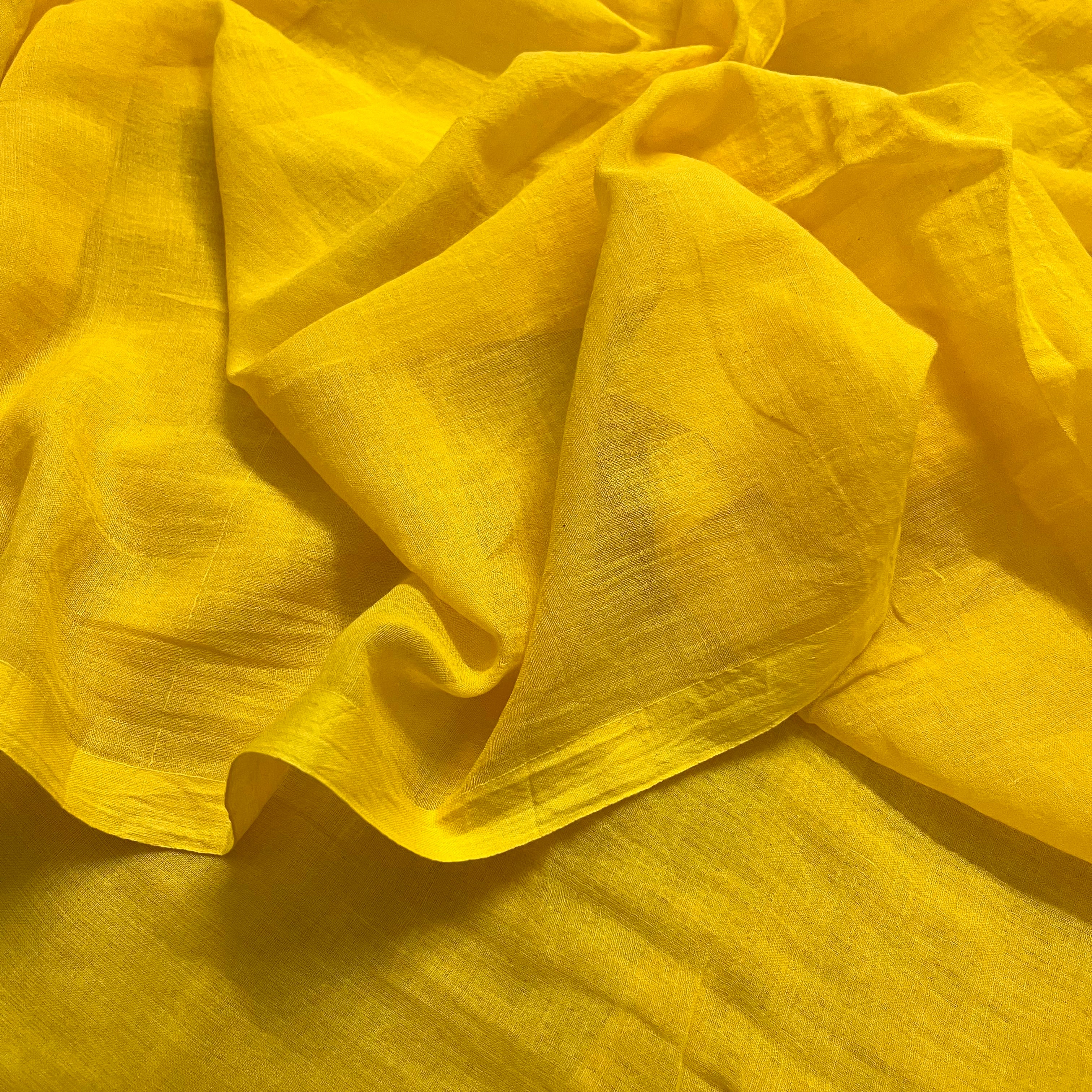 Yellow mulmul saree - Image 11
