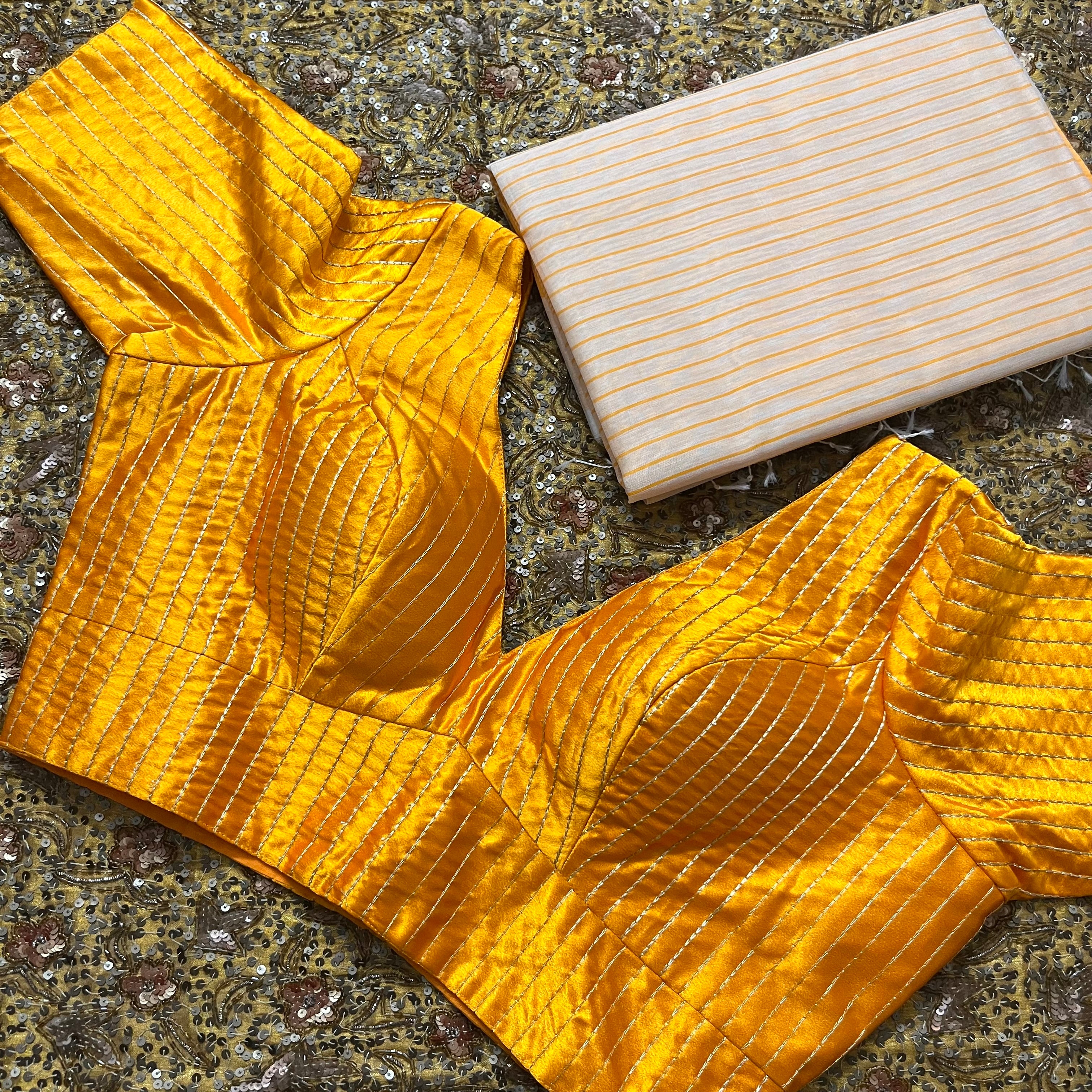 Yellow stitched V neck blouse - Image 6